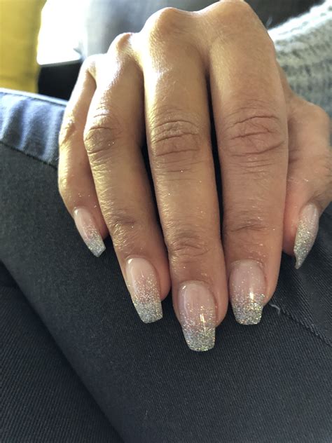 clear glitter nail designs|clear ombre nails with glitter.